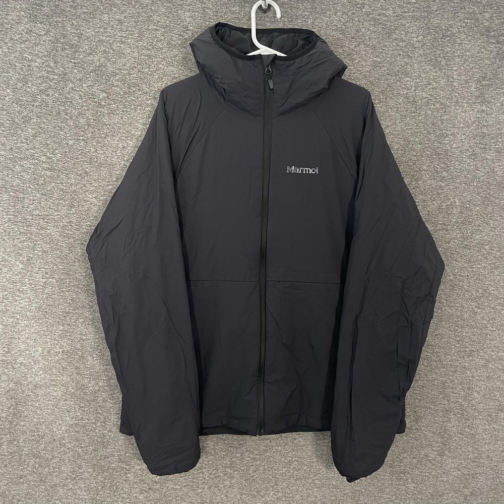 Marmot Novus Jacket Mens 2XL Black Hooded Insulated Full Zip Nylon Hiking
